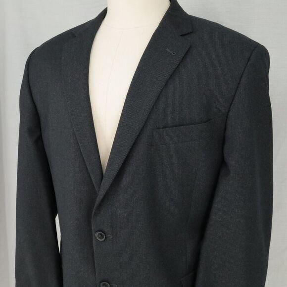 Joseph Abboud Sport Coat Mens 48R Black Micro Stripe Wool Tweed Jacket Lined - Picture 9 of 16